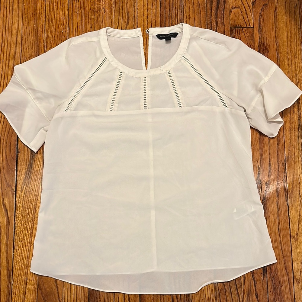 Banana Republic Cream Blouse with Cutout Details